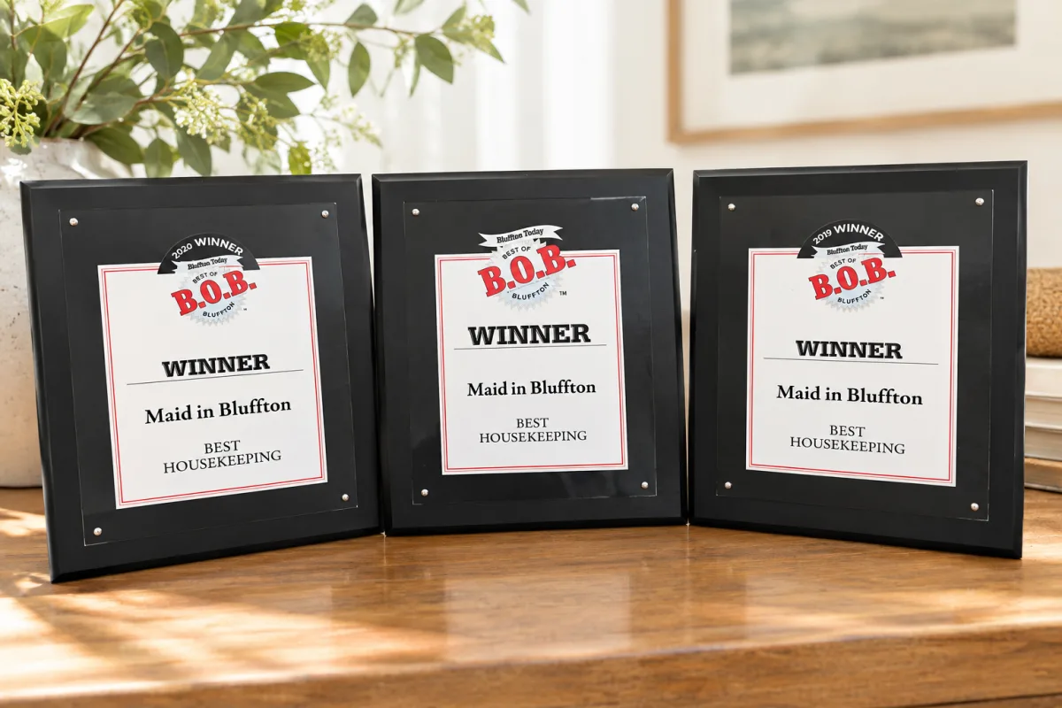 Three Best of Bluffton winner plaques for Maid in Bluffton